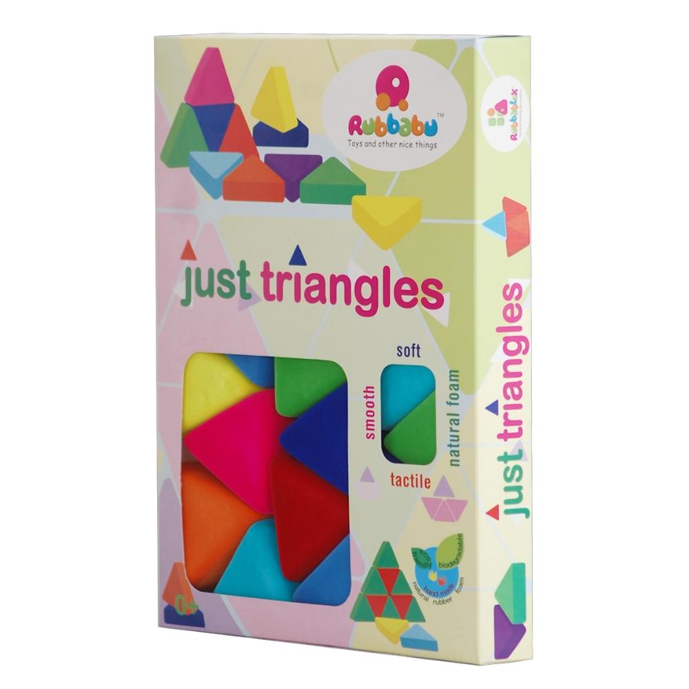 Rubbabu Triangles 16 Piece in Assorted Bright Colors.