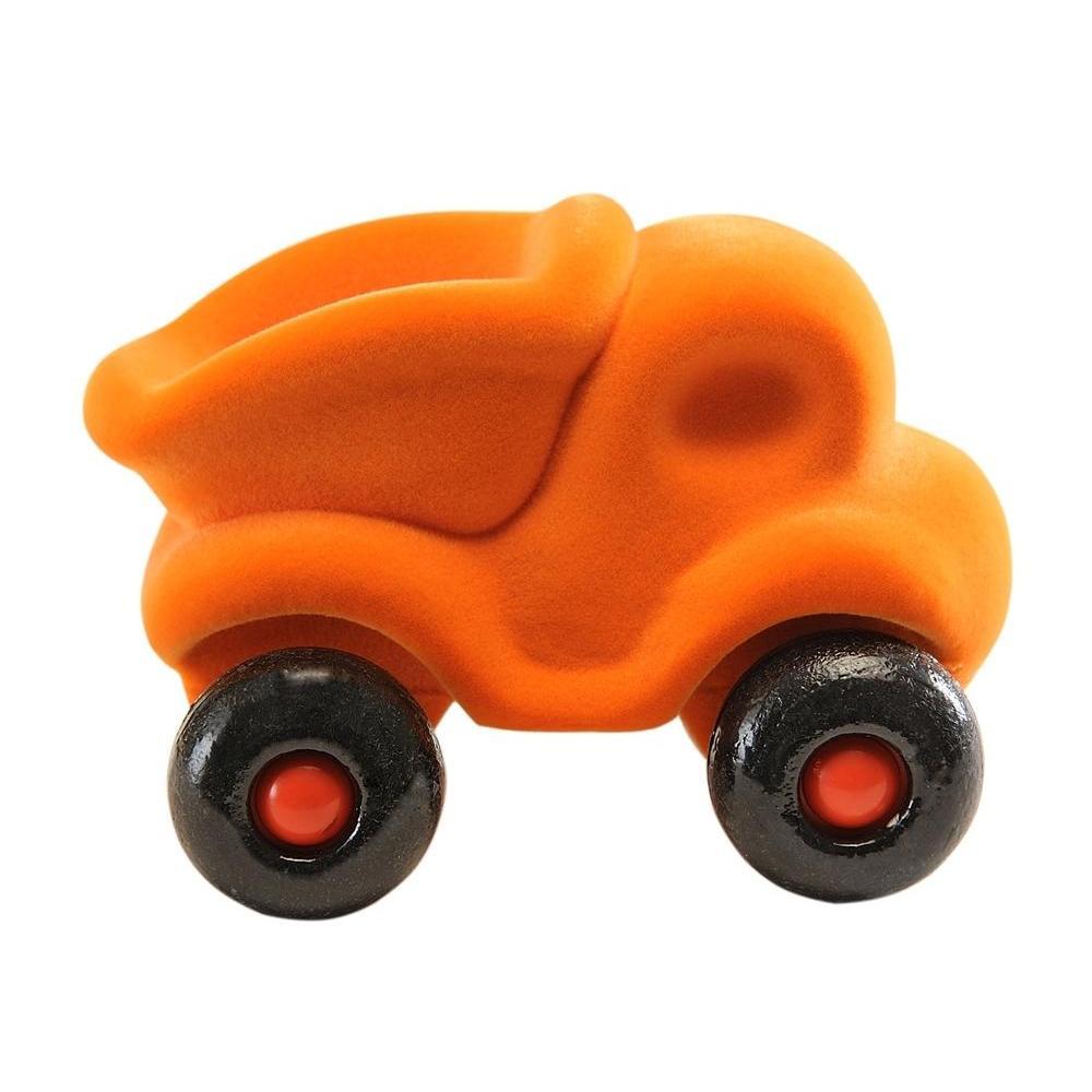 Rubbabu® Orange Dump Truck with Black Wheels from the Set of 8 Little Vehicle Assortment.