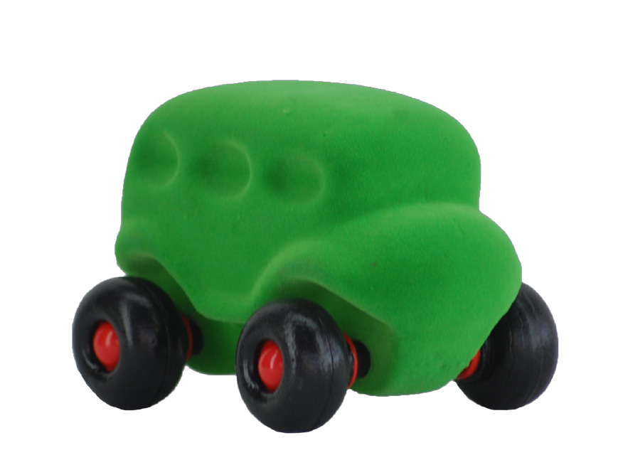 Rubbabu® Green Bus with Black Wheels from the Set of 8 Little Vehicle Assortment.