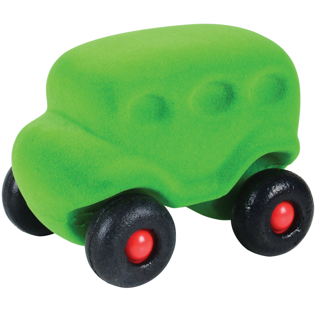 Rubbabu® Little Vehicle Set of 5 Close Up of the Green Bus.